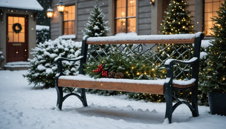 banc de jardin extérieur décoré pour Noël